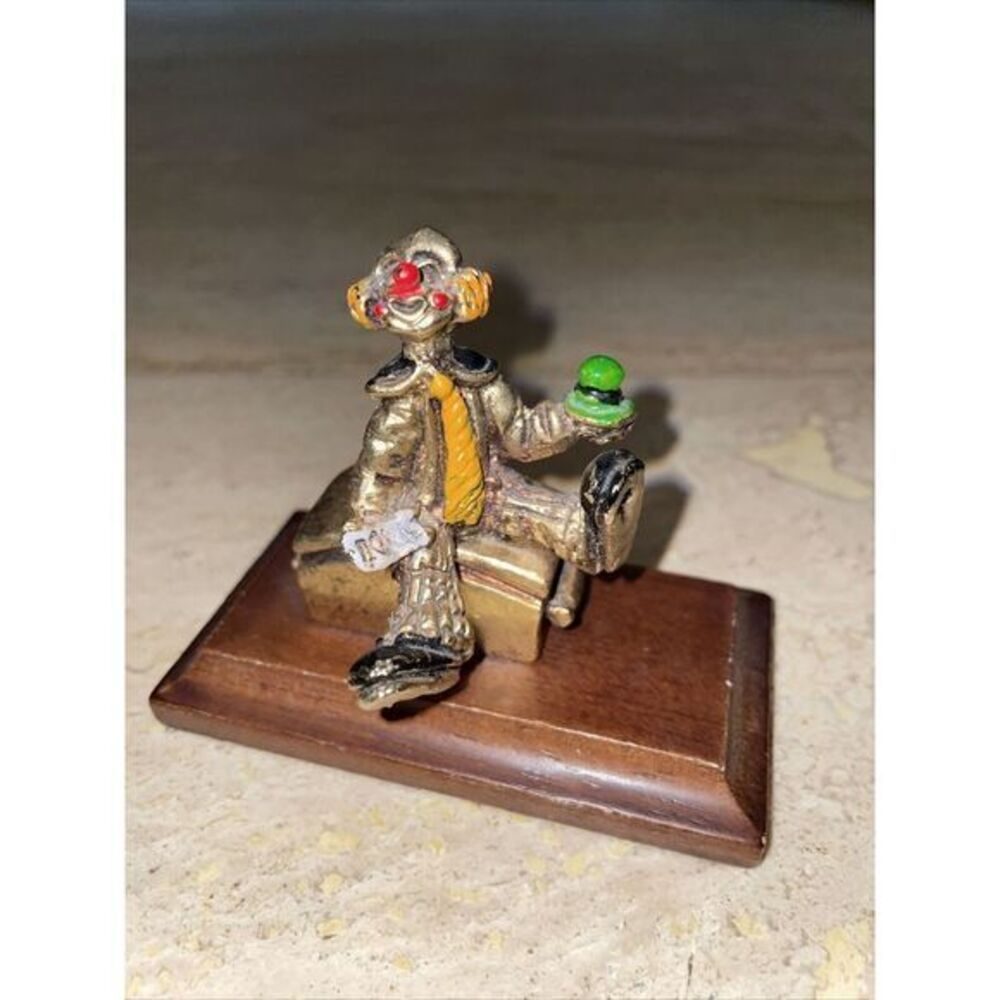 Judy Talbot‎ Little Hobo Figurine, 24kt Gold Plate-Hand Painted, Wood Base, 1988